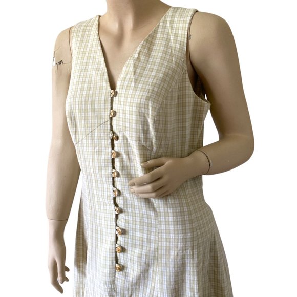 Zaga Collection Women's Long Maxi Herringbone Sleeveless Pleated Dress Size 9/10 - Picture 2 of 14